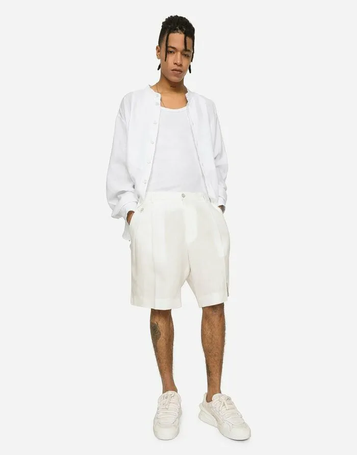 Dolce and Gabbana Trousers And Shorts Men Linen Shorts White