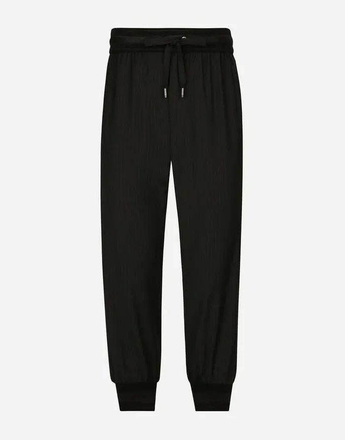 Dolce and Gabbana Trousers And Shorts Men Pinstripe Jogging Pants With Branded Bands Multicolor Dolce and Gabbana Trousers And Shorts Men Pinstripe Jogging Pants With Branded Bands Multicolor