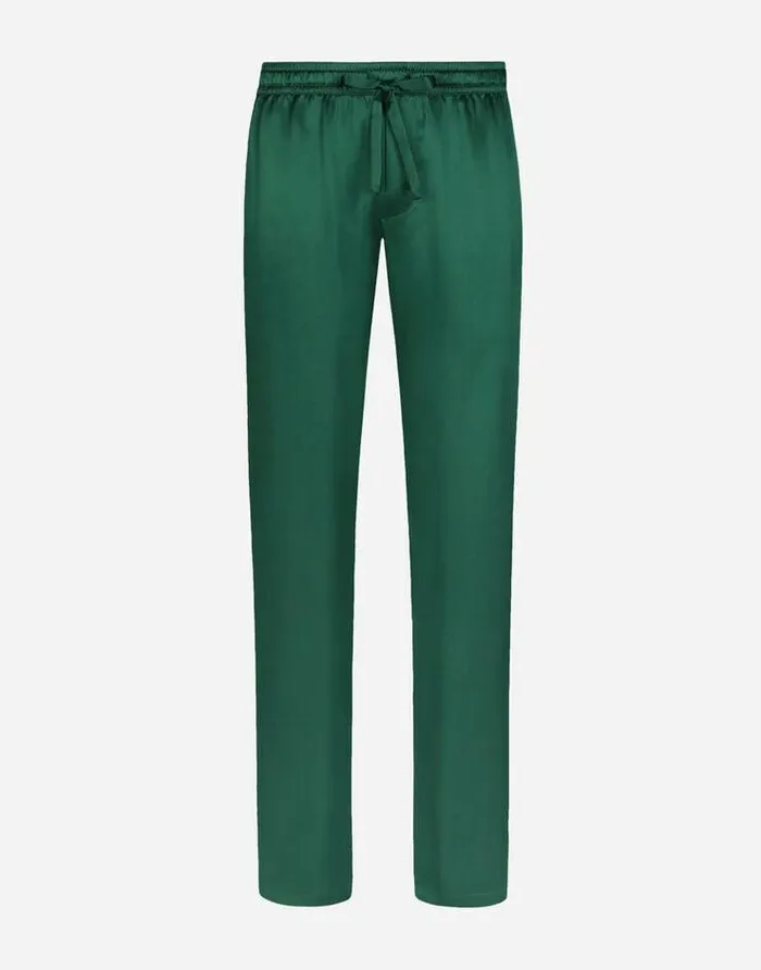 Dolce and Gabbana Trousers And Shorts Men Silk Satin Jogging Pants With Metal DG Logo Multicolor Dolce and Gabbana Trousers And Shorts Men Silk Satin Jogging Pants With Metal DG Logo Multicolor