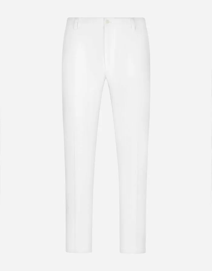 Dolce and Gabbana Trousers And Shorts Men Stretch Cotton Pants With DG Patch White Dolce and Gabbana Trousers And Shorts Men Stretch Cotton Pants With DG Patch White