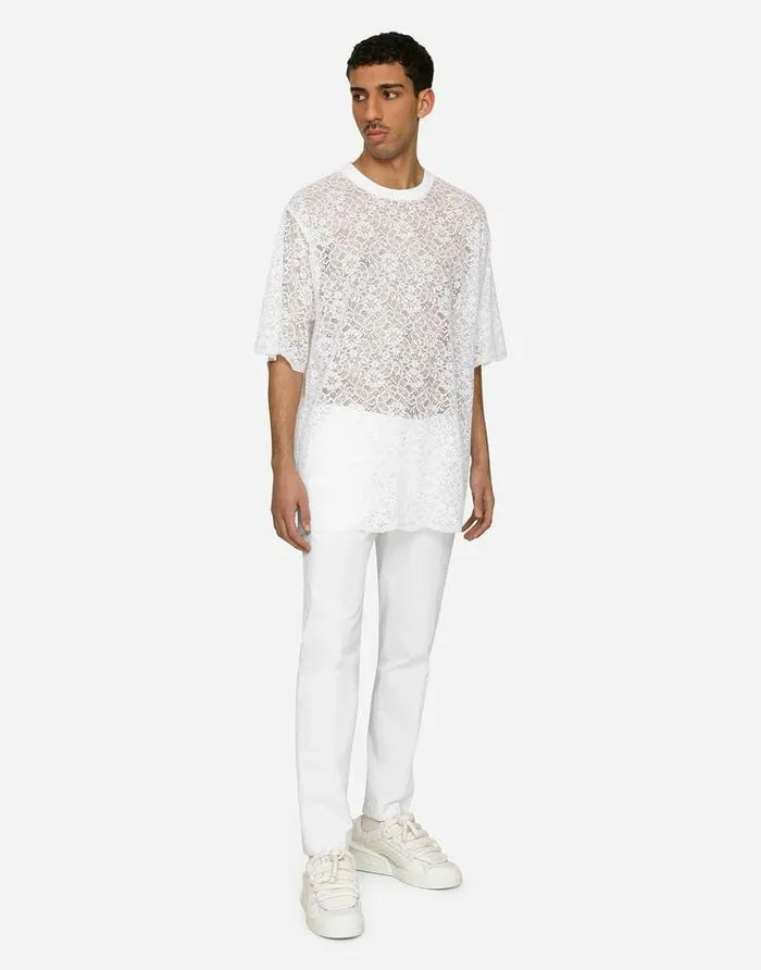 Dolce and Gabbana Trousers And Shorts Men Stretch Cotton Pants With DG Patch White Dolce and Gabbana Trousers And Shorts Men Stretch Cotton Pants With DG Patch White