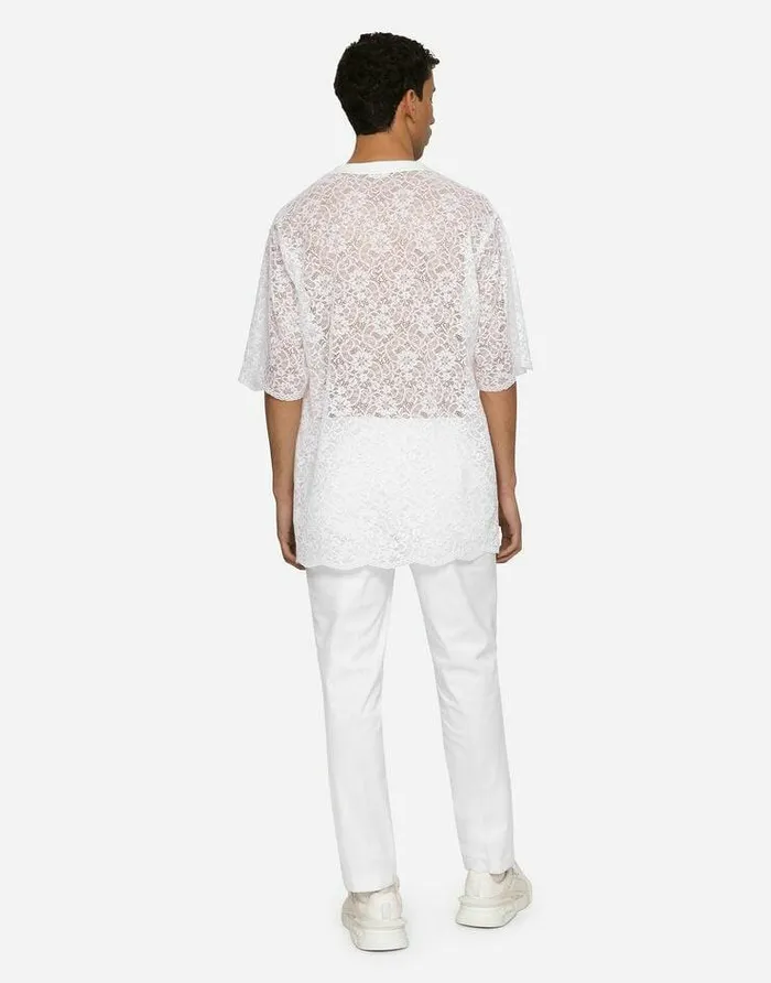 Dolce and Gabbana Trousers And Shorts Men Stretch Cotton Pants With DG Patch White Dolce and Gabbana Trousers And Shorts Men Stretch Cotton Pants With DG Patch White
