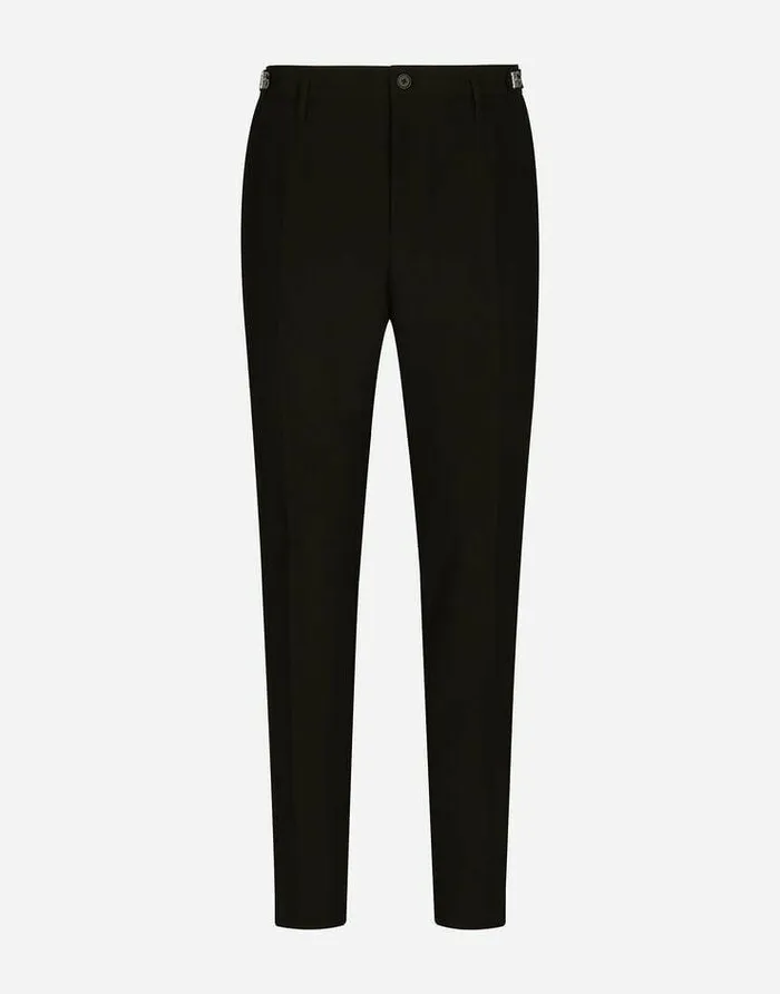 Dolce and Gabbana Trousers And Shorts Men Technical Fabric Pants With Metal DG Logo Black Dolce and Gabbana Trousers And Shorts Men Technical Fabric Pants With Metal DG Logo Black
