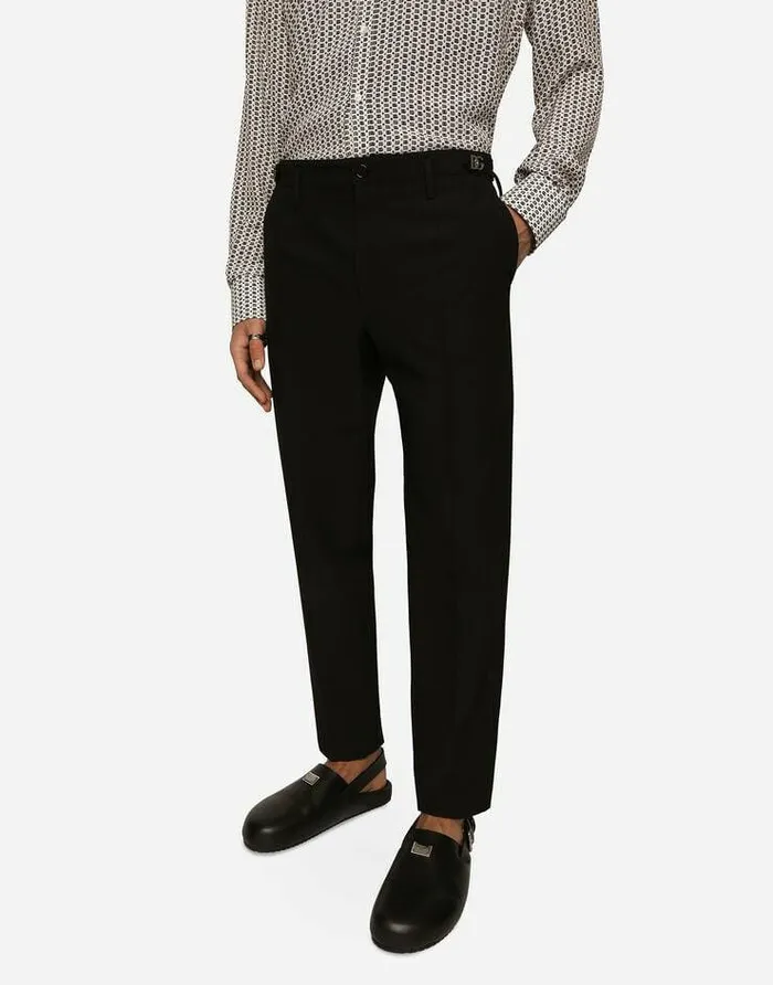 Dolce and Gabbana Trousers And Shorts Men Technical Fabric Pants With Metal DG Logo Black Dolce and Gabbana Trousers And Shorts Men Technical Fabric Pants With Metal DG Logo Black