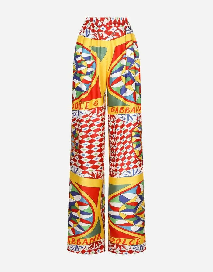 Dolce and Gabbana Trousers And Shorts Women Carrettoprint Twill Pajama Pants Red Dolce and Gabbana Trousers And Shorts Women Carrettoprint Twill Pajama Pants Red