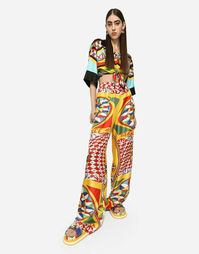 Dolce and Gabbana Trousers And Shorts Women Carrettoprint Twill Pajama Pants Red Dolce and Gabbana Trousers And Shorts Women Carrettoprint Twill Pajama Pants Red