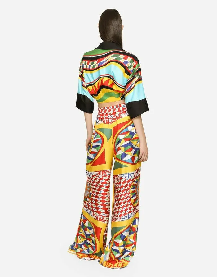 Dolce and Gabbana Trousers And Shorts Women Carrettoprint Twill Pajama Pants Red Dolce and Gabbana Trousers And Shorts Women Carrettoprint Twill Pajama Pants Red