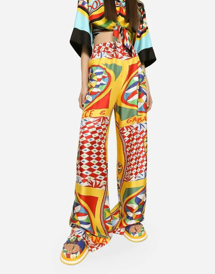 Dolce and Gabbana Trousers And Shorts Women Carrettoprint Twill Pajama Pants Red Dolce and Gabbana Trousers And Shorts Women Carrettoprint Twill Pajama Pants Red