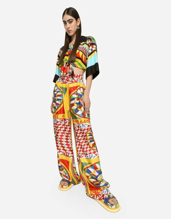 Dolce and Gabbana Trousers And Shorts Women Carrettoprint Twill Pajama Pants Red Dolce and Gabbana Trousers And Shorts Women Carrettoprint Twill Pajama Pants Red