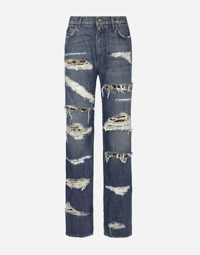 Dolce and Gabbana Trousers And Shorts Women Loosefit Jeans With Ripped Details Multicolor Dolce and Gabbana Trousers And Shorts Women Loosefit Jeans With Ripped Details Multicolor