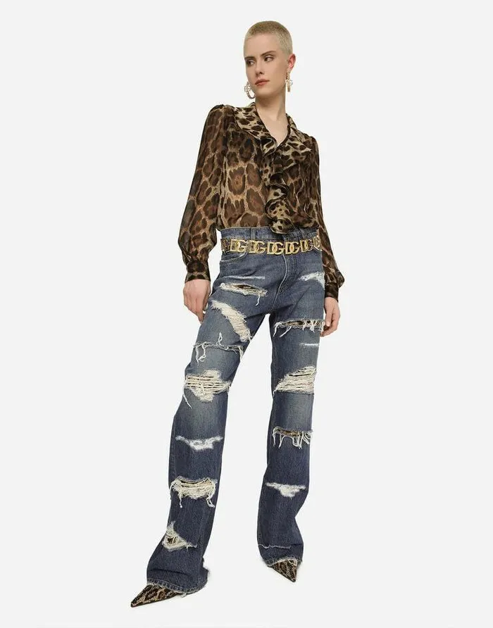 Dolce and Gabbana Trousers And Shorts Women Loosefit Jeans With Ripped Details Multicolor Dolce and Gabbana Trousers And Shorts Women Loosefit Jeans With Ripped Details Multicolor