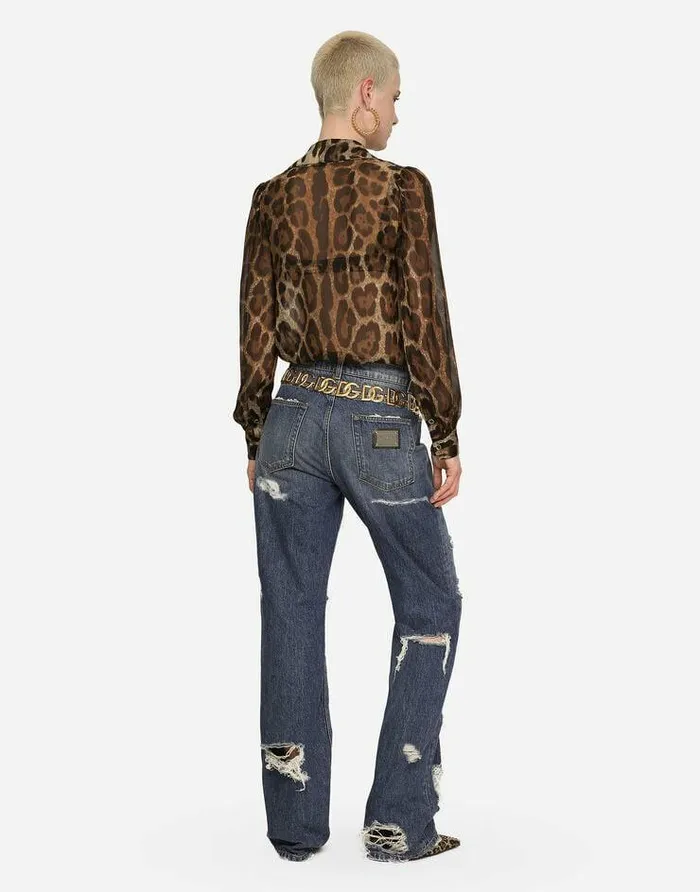 Dolce and Gabbana Trousers And Shorts Women Loosefit Jeans With Ripped Details Multicolor Dolce and Gabbana Trousers And Shorts Women Loosefit Jeans With Ripped Details Multicolor