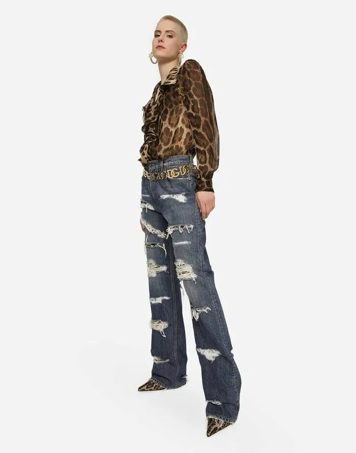 Dolce and Gabbana Trousers And Shorts Women Loosefit Jeans With Ripped Details Multicolor Dolce and Gabbana Trousers And Shorts Women Loosefit Jeans With Ripped Details Multicolor