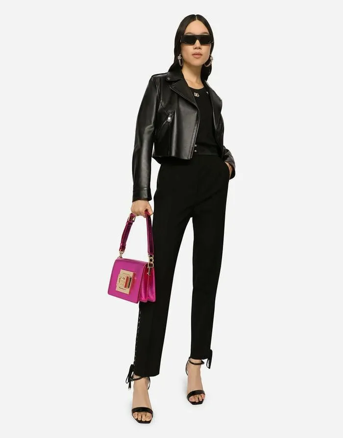 Dolce and Gabbana Trousers And Shorts Women Twill Pants With Lacing Black Dolce and Gabbana Trousers And Shorts Women Twill Pants With Lacing Black