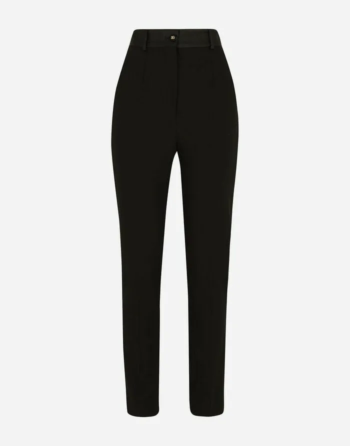 Dolce and Gabbana Trousers And Shorts Women Woolen Tuxedo Pants Black