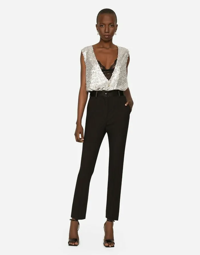 Dolce and Gabbana Trousers And Shorts Women Woolen Tuxedo Pants Black Dolce and Gabbana Trousers And Shorts Women Woolen Tuxedo Pants Black