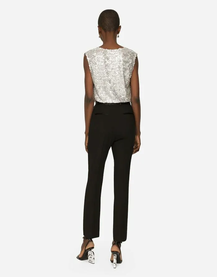 Dolce and Gabbana Trousers And Shorts Women Woolen Tuxedo Pants Black Dolce and Gabbana Trousers And Shorts Women Woolen Tuxedo Pants Black
