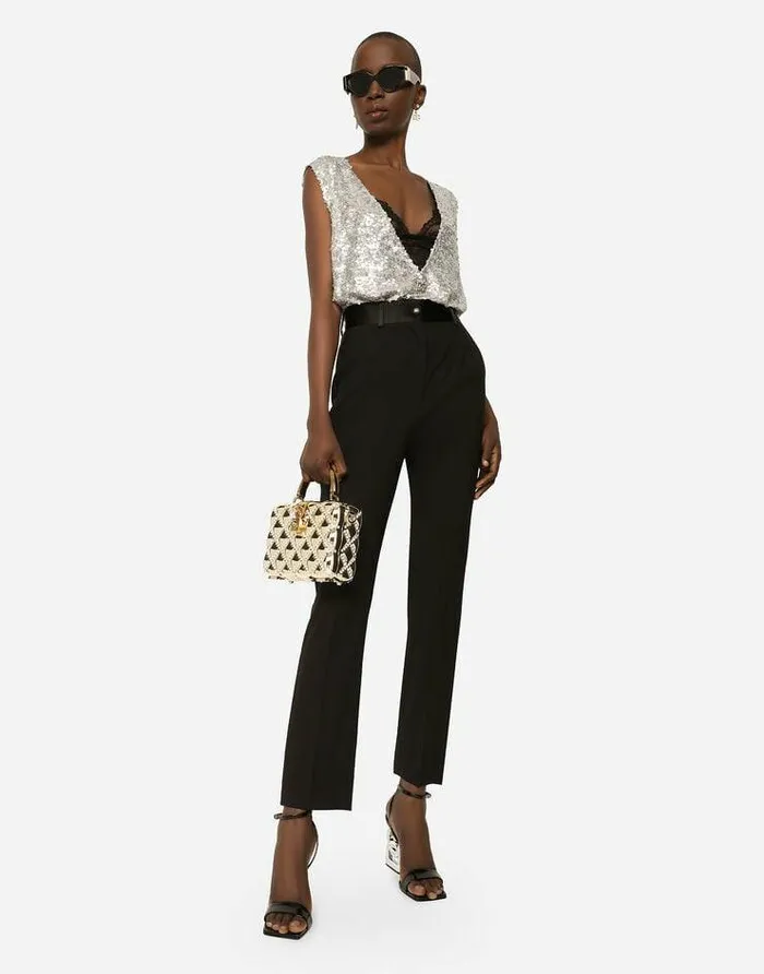 Dolce and Gabbana Trousers And Shorts Women Woolen Tuxedo Pants Black Dolce and Gabbana Trousers And Shorts Women Woolen Tuxedo Pants Black