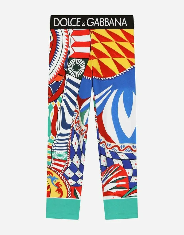 Dolce and Gabbana Trousers And Skirts Children Carrettoprint Interlock Leggings Multicolor Dolce and Gabbana Trousers And Skirts Children Carrettoprint Interlock Leggings Multicolor