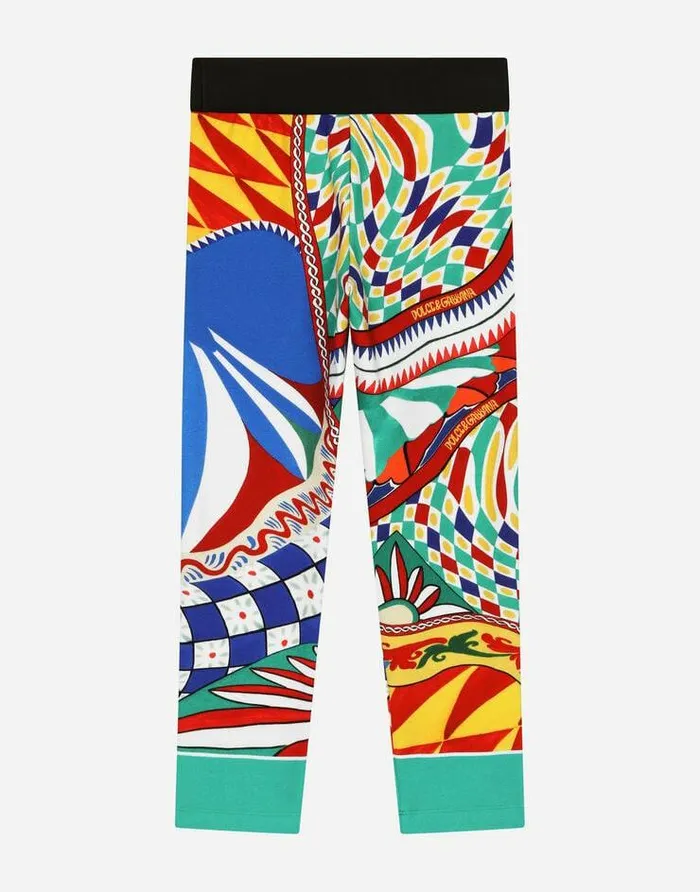 Dolce and Gabbana Trousers And Skirts Children Carrettoprint Interlock Leggings Multicolor Dolce and Gabbana Trousers And Skirts Children Carrettoprint Interlock Leggings Multicolor
