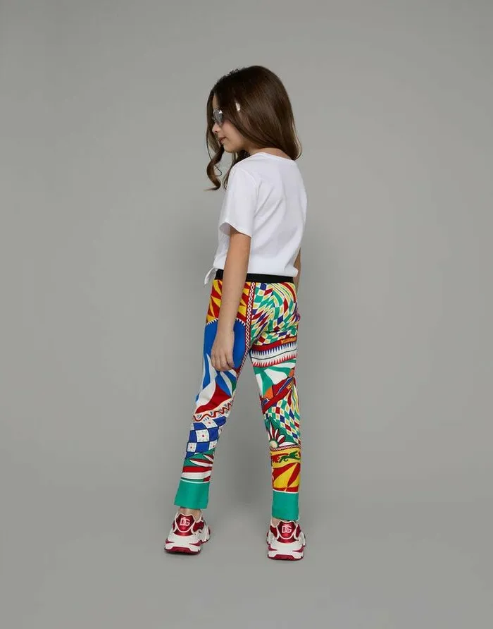 Dolce and Gabbana Trousers And Skirts Children Carrettoprint Interlock Leggings Multicolor Dolce and Gabbana Trousers And Skirts Children Carrettoprint Interlock Leggings Multicolor