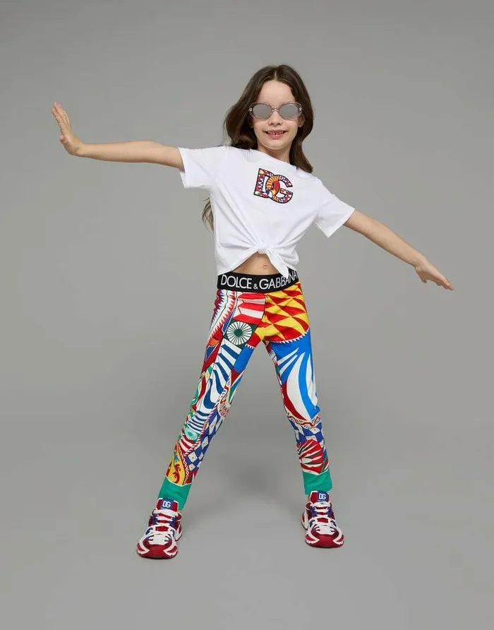 Dolce and Gabbana Trousers And Skirts Children Carrettoprint Interlock Leggings Multicolor Dolce and Gabbana Trousers And Skirts Children Carrettoprint Interlock Leggings Multicolor