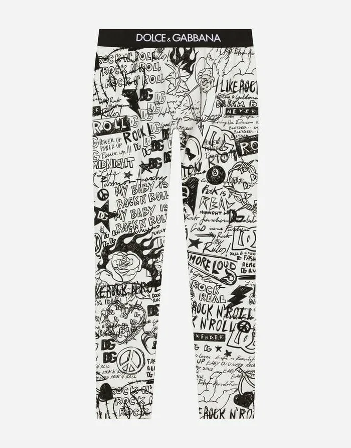 Dolce and Gabbana Trousers And Skirts Children Graffitiprint Interlock Leggings Multicolor Dolce and Gabbana Trousers And Skirts Children Graffitiprint Interlock Leggings Multicolor