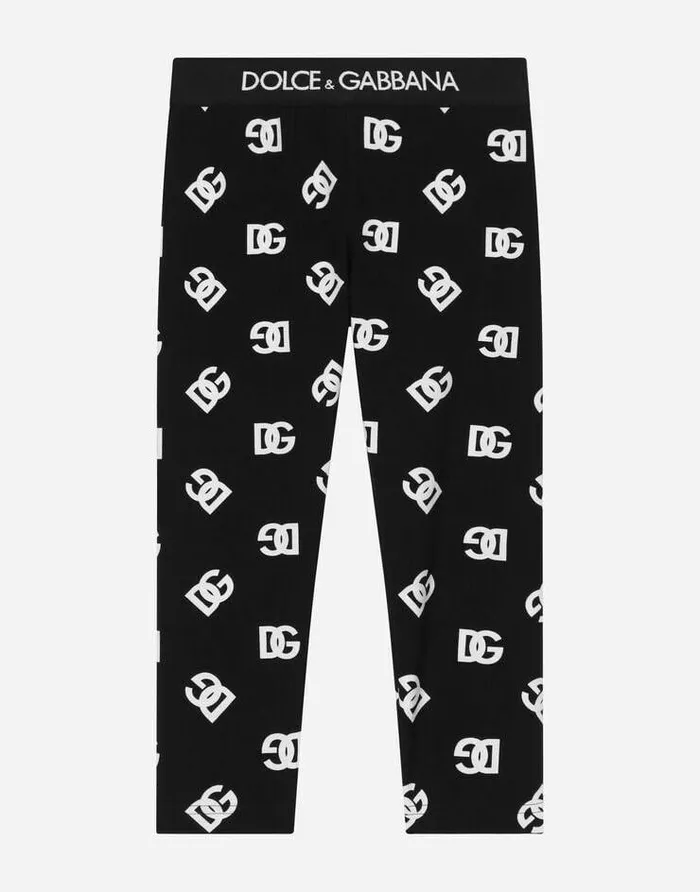 Dolce and Gabbana Trousers And Skirts Children Interlock Leggings With DG Logo Print Multicolor Dolce and Gabbana Trousers And Skirts Children Interlock Leggings With DG Logo Print Multicolor