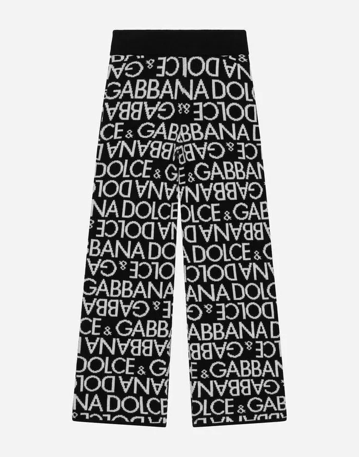 Dolce and Gabbana Trousers And Skirts Children Knit Pants With Allover Jacquard Logo Multicolor Dolce and Gabbana Trousers And Skirts Children Knit Pants With Allover Jacquard Logo Multicolor