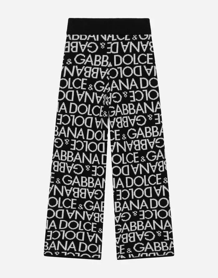 Dolce and Gabbana Trousers And Skirts Children Knit Pants With Allover Jacquard Logo Multicolor Dolce and Gabbana Trousers And Skirts Children Knit Pants With Allover Jacquard Logo Multicolor