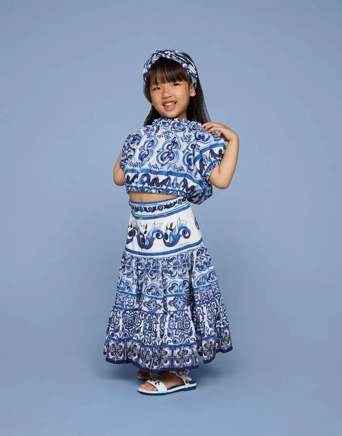 Dolce and Gabbana Trousers And Skirts Children Long Majolicaprint Poplin Skirt Multicolor Dolce and Gabbana Trousers And Skirts Children Long Majolicaprint Poplin Skirt Multicolor