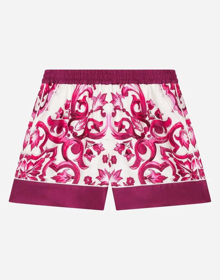 Dolce and Gabbana Trousers And Skirts Children Majolicaprint Twill Shorts Multicolor Dolce and Gabbana Trousers And Skirts Children Majolicaprint Twill Shorts Multicolor
