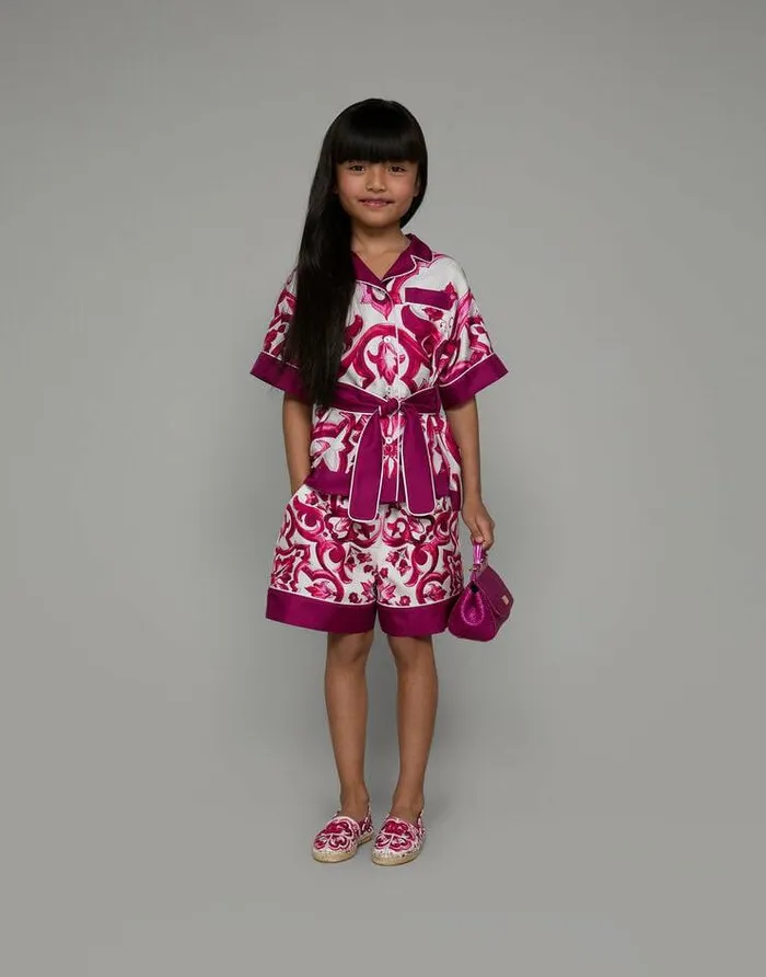 Dolce and Gabbana Trousers And Skirts Children Majolicaprint Twill Shorts Multicolor Dolce and Gabbana Trousers And Skirts Children Majolicaprint Twill Shorts Multicolor