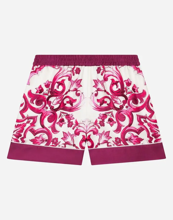 Dolce and Gabbana Trousers And Skirts Children Majolicaprint Twill Shorts Multicolor Dolce and Gabbana Trousers And Skirts Children Majolicaprint Twill Shorts Multicolor