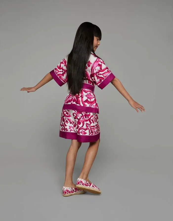Dolce and Gabbana Trousers And Skirts Children Majolicaprint Twill Shorts Multicolor Dolce and Gabbana Trousers And Skirts Children Majolicaprint Twill Shorts Multicolor