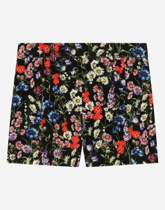 Dolce and Gabbana Trousers And Skirts Children Printed Velvet Shorts Multicolor Dolce and Gabbana Trousers And Skirts Children Printed Velvet Shorts Multicolor
