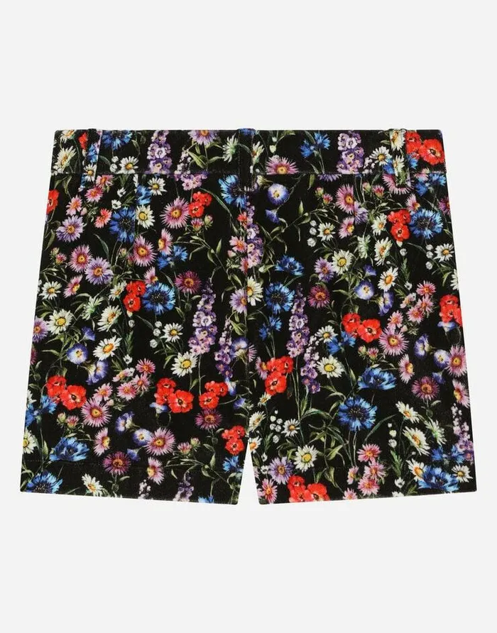 Dolce and Gabbana Trousers And Skirts Children Printed Velvet Shorts Multicolor Dolce and Gabbana Trousers And Skirts Children Printed Velvet Shorts Multicolor