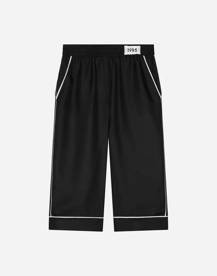 Dolce and Gabbana Trousers And Skirts Children Silk Twill Pajama Pants Black