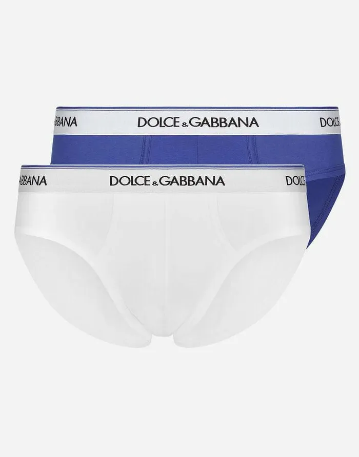 Dolce and Gabbana Underwear And Loungewear Men Twopack Midlength Cotton Jersey Briefs Multicolor