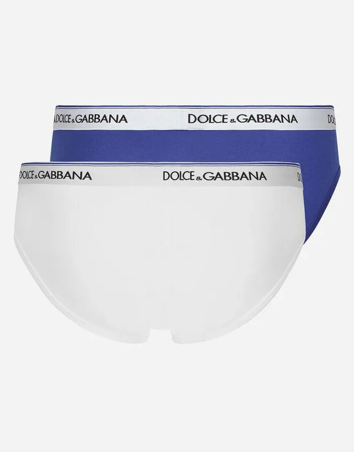 Dolce and Gabbana Underwear And Loungewear Men Twopack Midlength Cotton Jersey Briefs Multicolor Dolce and Gabbana Underwear And Loungewear Men Twopack Midlength Cotton Jersey Briefs Multicolor