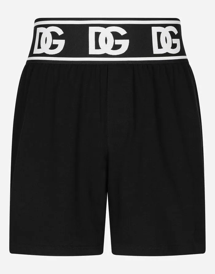 Dolce and Gabbana Underwear And Loungewear Men Twoway Stretch Cotton Shorts With DG Logo Black
