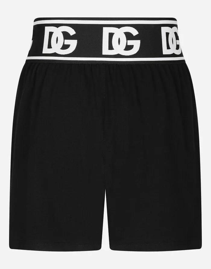 Dolce and Gabbana Underwear And Loungewear Men Twoway Stretch Cotton Shorts With DG Logo Black