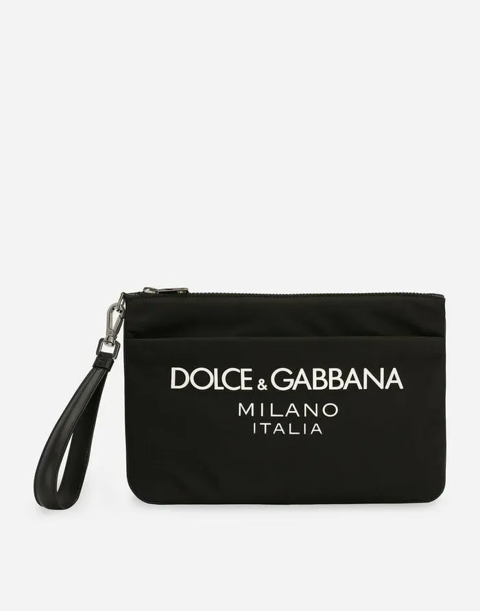 Dolce and Gabbana Wallets And Small Leather Goods Men Nylon Pouch With Rubberized Logo Black Dolce and Gabbana Wallets And Small Leather Goods Men Nylon Pouch With Rubberized Logo Black