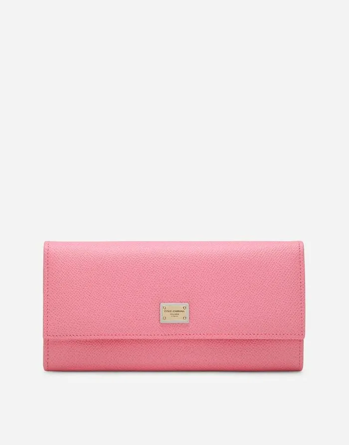 Dolce and Gabbana Wallets And Small Leather Goods Women Dauphine Calfskin Wallet With Branded Tag Pink Dolce and Gabbana Wallets And Small Leather Goods Women Dauphine Calfskin Wallet With Branded Tag Pink