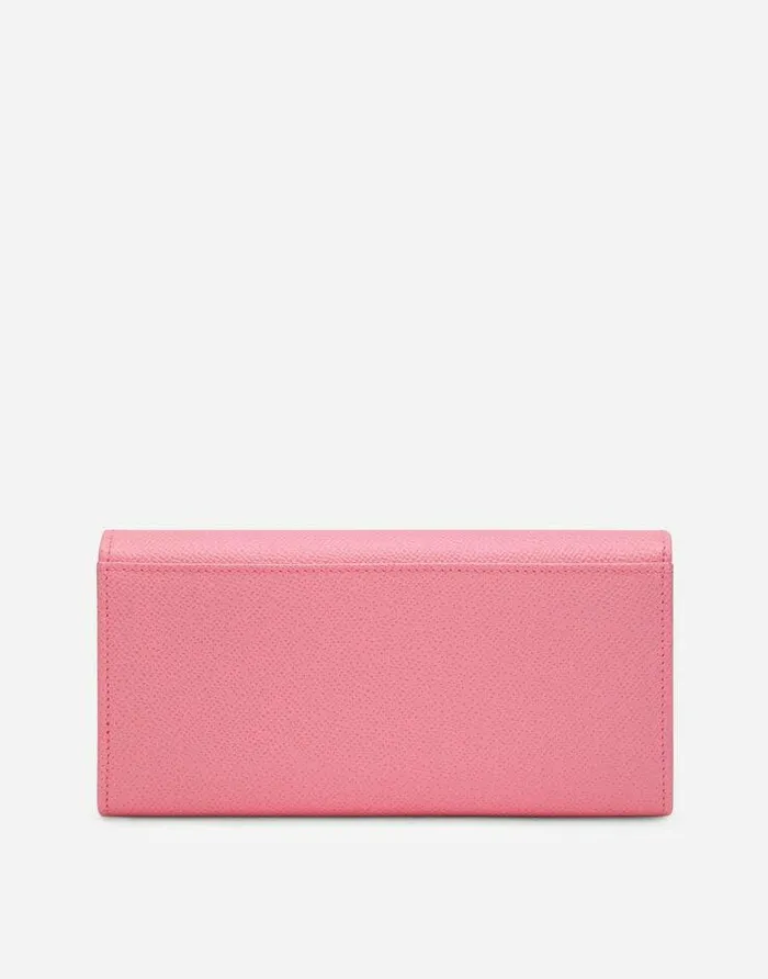 Dolce and Gabbana Wallets And Small Leather Goods Women Dauphine Calfskin Wallet With Branded Tag Pink