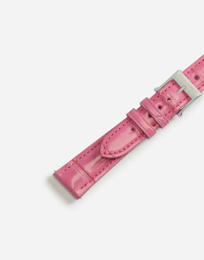 Dolce and Gabbana WatchesandStraps Women Alligator Strap With Buckle And Hook In Steel Pink Dolce and Gabbana WatchesandStraps Women Alligator Strap With Buckle And Hook In Steel Pink