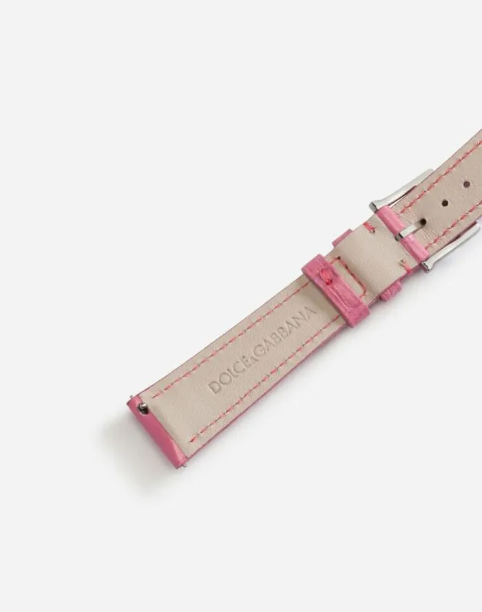 Dolce and Gabbana WatchesandStraps Women Alligator Strap With Buckle And Hook In Steel Pink Dolce and Gabbana WatchesandStraps Women Alligator Strap With Buckle And Hook In Steel Pink