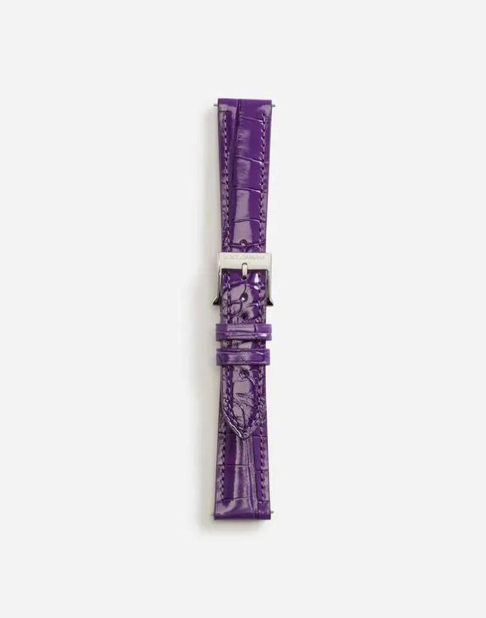 Dolce and Gabbana WatchesandStraps Women Alligator Strap With Buckle And Hook In Steel Purple Dolce and Gabbana WatchesandStraps Women Alligator Strap With Buckle And Hook In Steel Purple