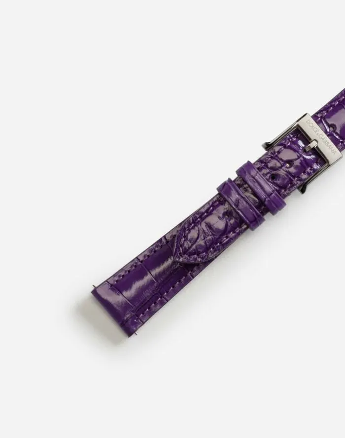 Dolce and Gabbana WatchesandStraps Women Alligator Strap With Buckle And Hook In Steel Purple Dolce and Gabbana WatchesandStraps Women Alligator Strap With Buckle And Hook In Steel Purple