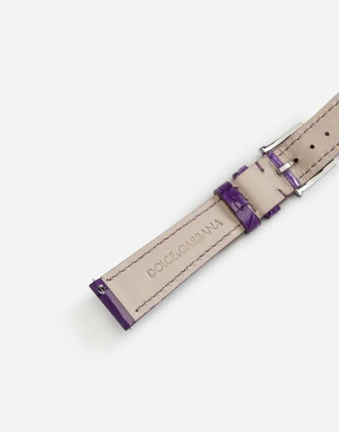 Dolce and Gabbana WatchesandStraps Women Alligator Strap With Buckle And Hook In Steel Purple Dolce and Gabbana WatchesandStraps Women Alligator Strap With Buckle And Hook In Steel Purple